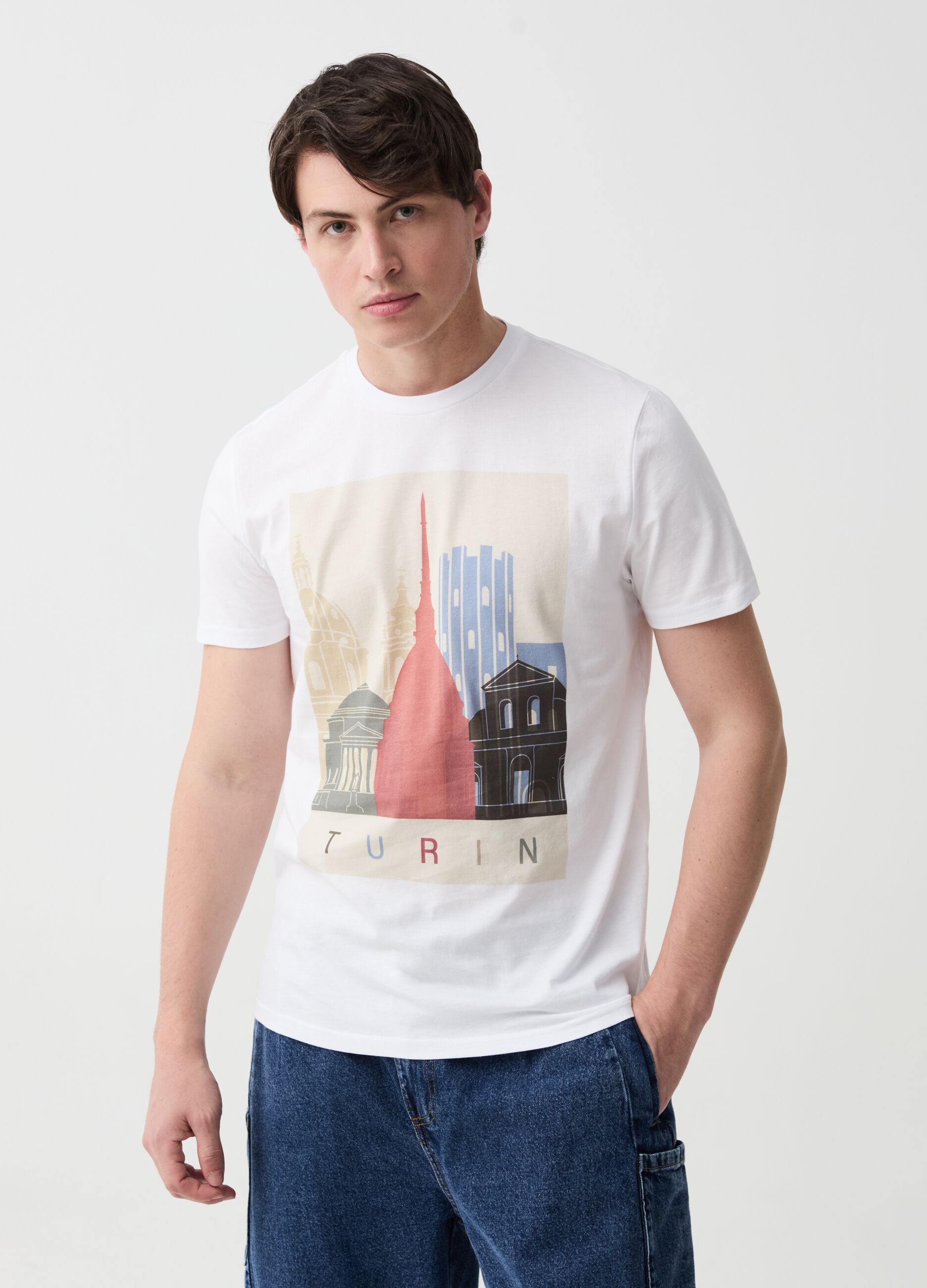 Cotton T-shirt with Turin print