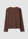 T-shirt marrone in jersey di puro cotone a maniche lunghe regular fit_2