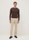 Brown crew neck cotton blend regular fit sweater_1