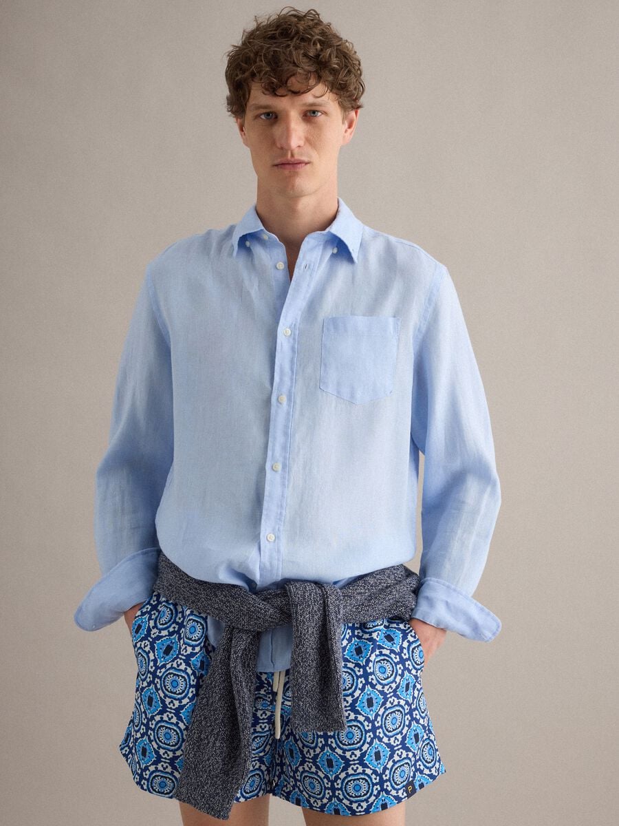 Blue patterned swim shorts_2