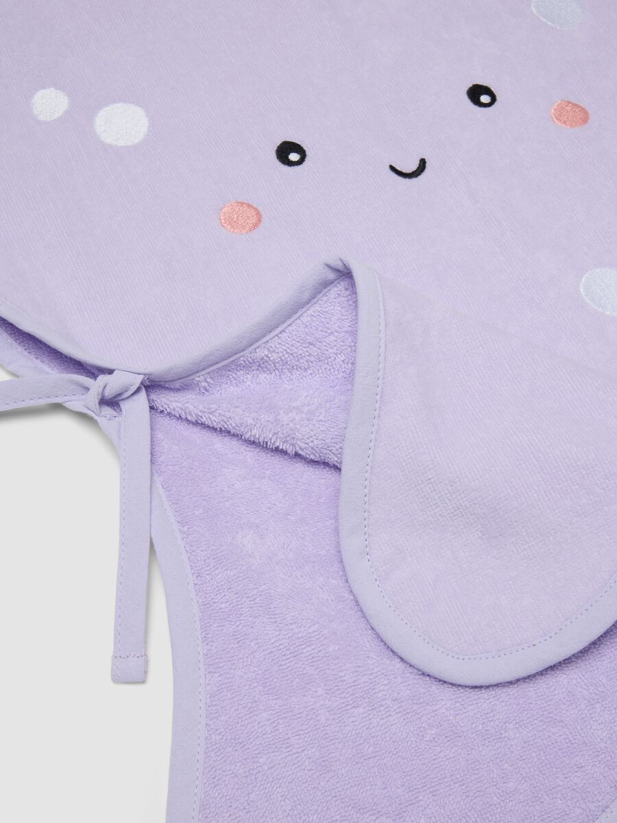 Purple pure-cotton starfish poncho for baby girls_2