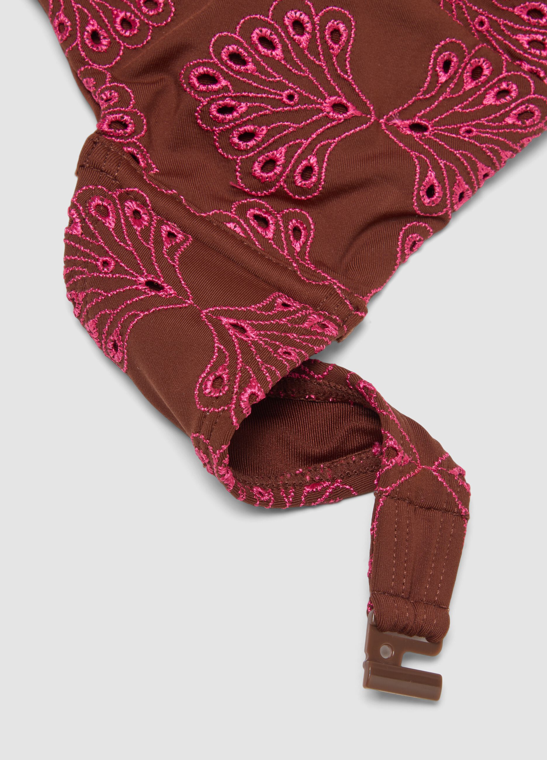 Brown stretchy triangle bikini top