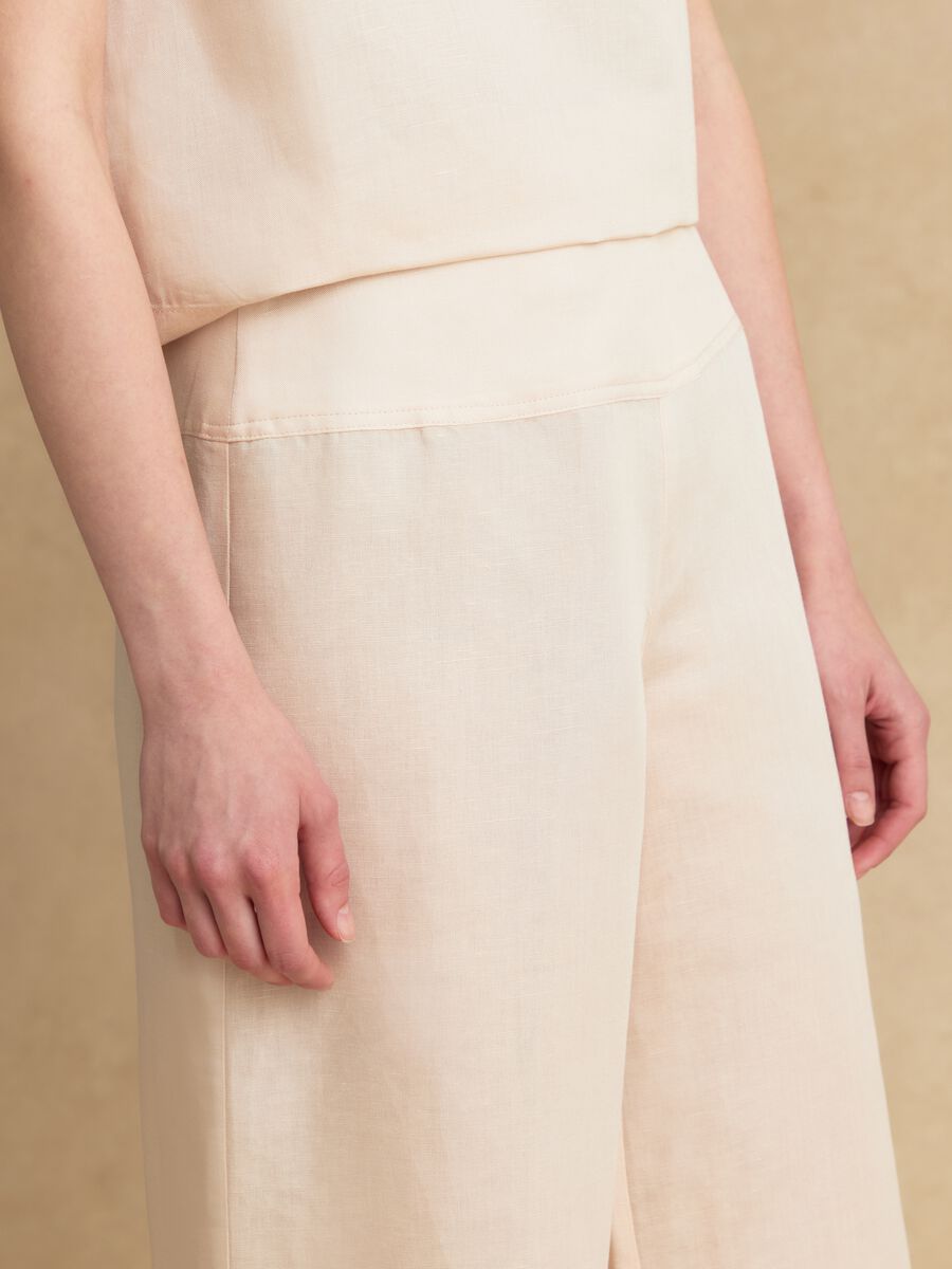 Rosa Wide-Leg-Hose aus Leinen-Viskose-Mix mit seitlichem Reissverschluss_3