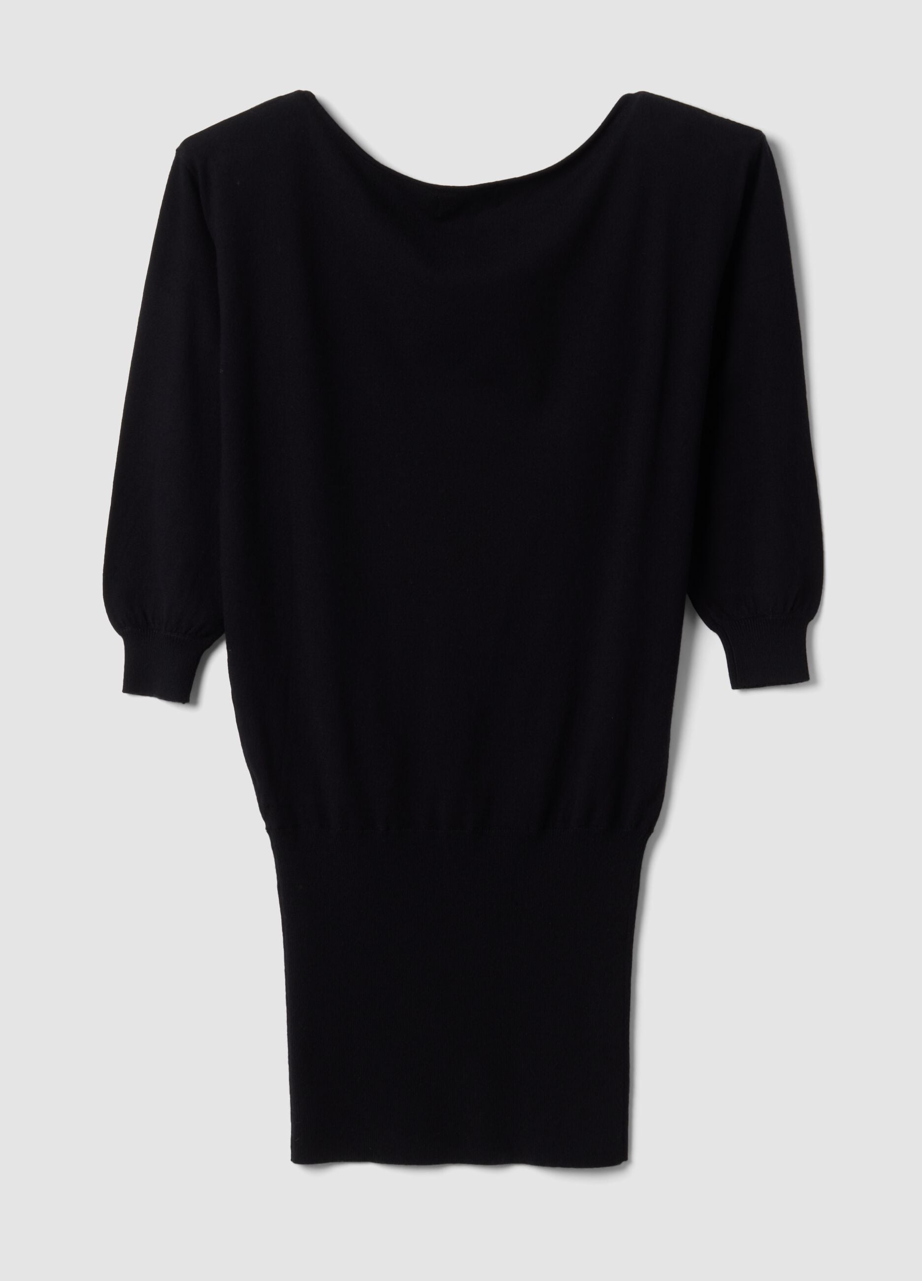 Black viscose-blend dress with boat neckline