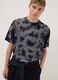 Blue pure cotton T-shirt with tie-dye print_0