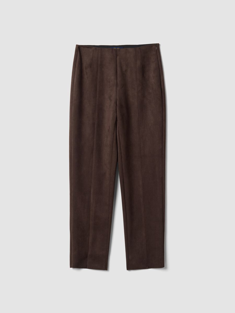 Leggings marroni in tessuto elasticizzato slim fit_4