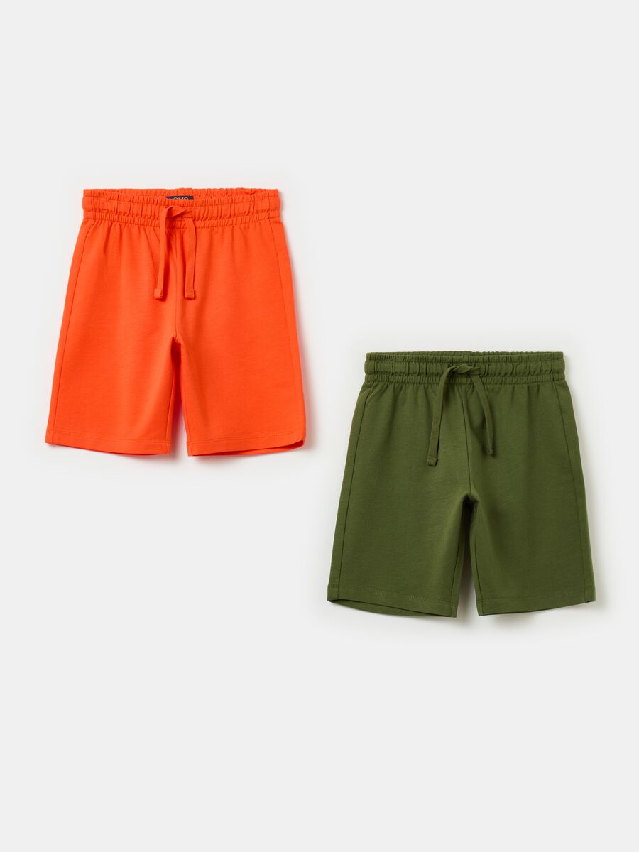 Two-pack fleece Bermuda shorts with drawstring_0