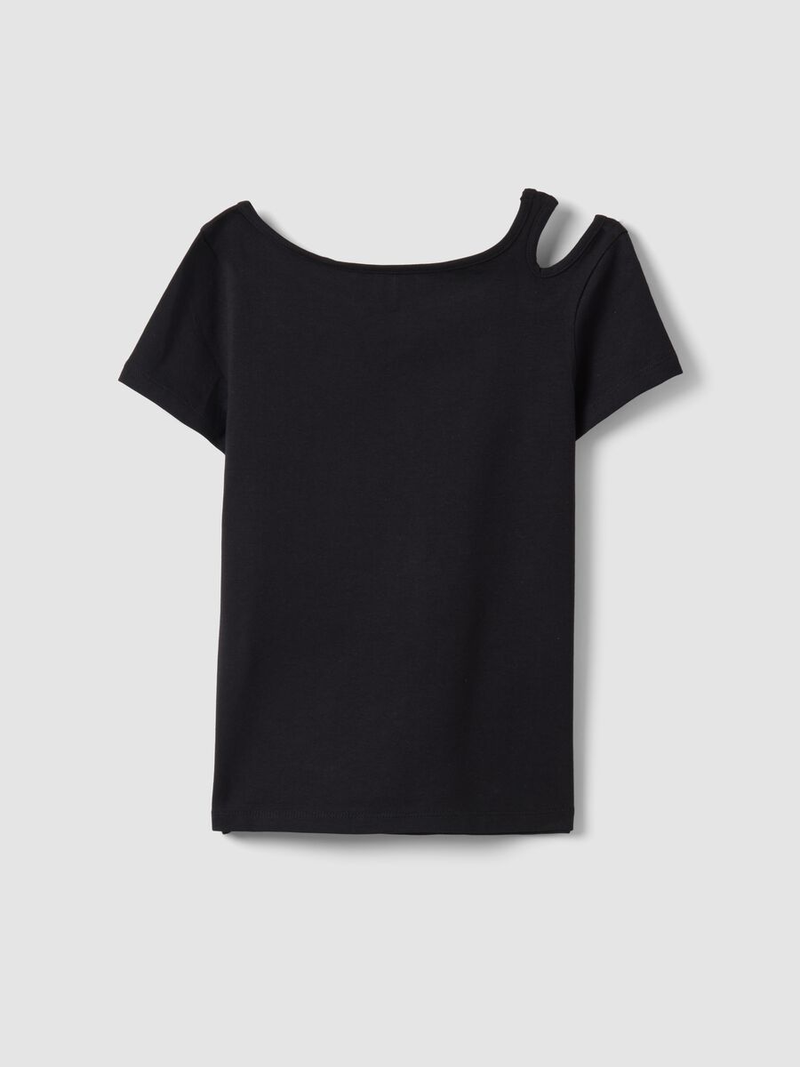 Black stretch cotton slim-fit girls' t-shirt_1