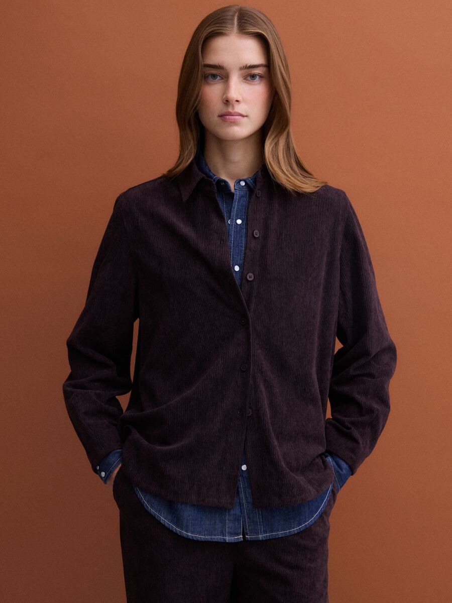 Brown ribbed regular-fit shacket_1