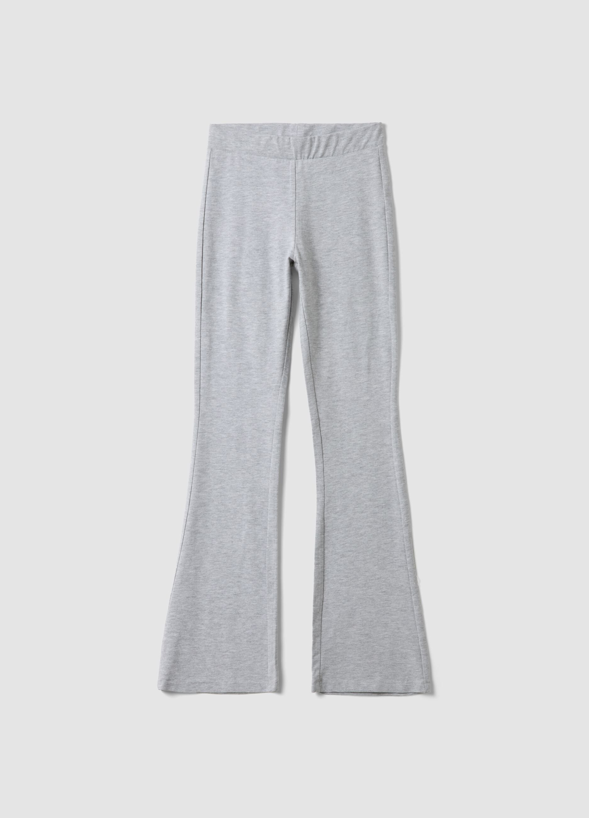 Girls&rsquo; grey flared leggings in stretch organic cotton