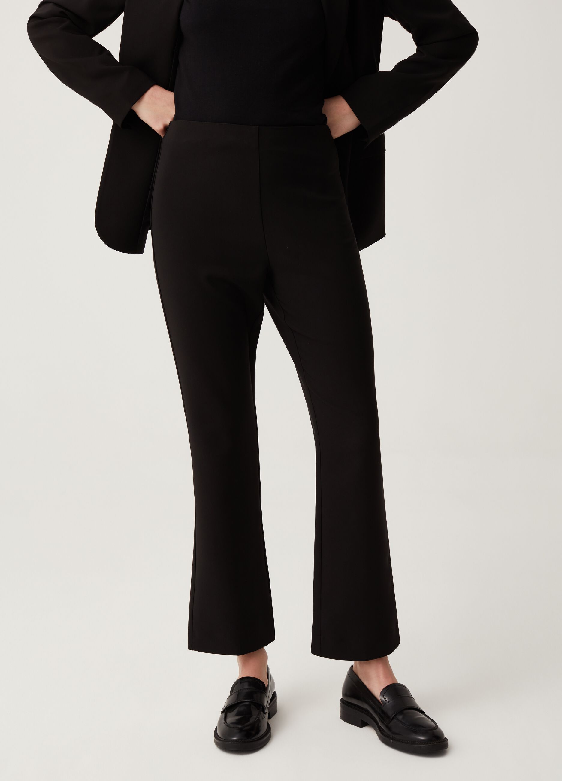 Flare-fit cropped trousers