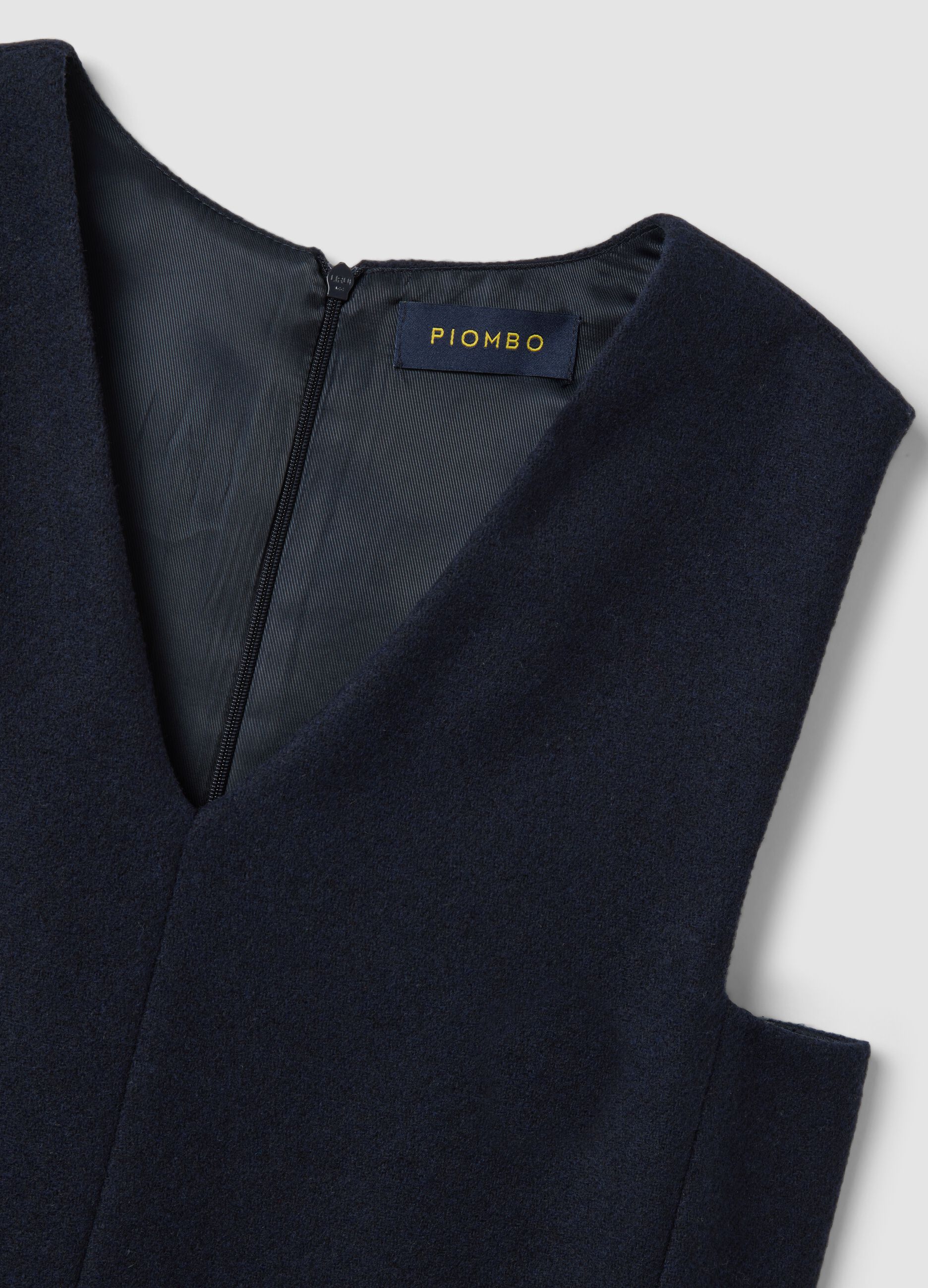 Blue sleeveless wool-blend dress, regular fit