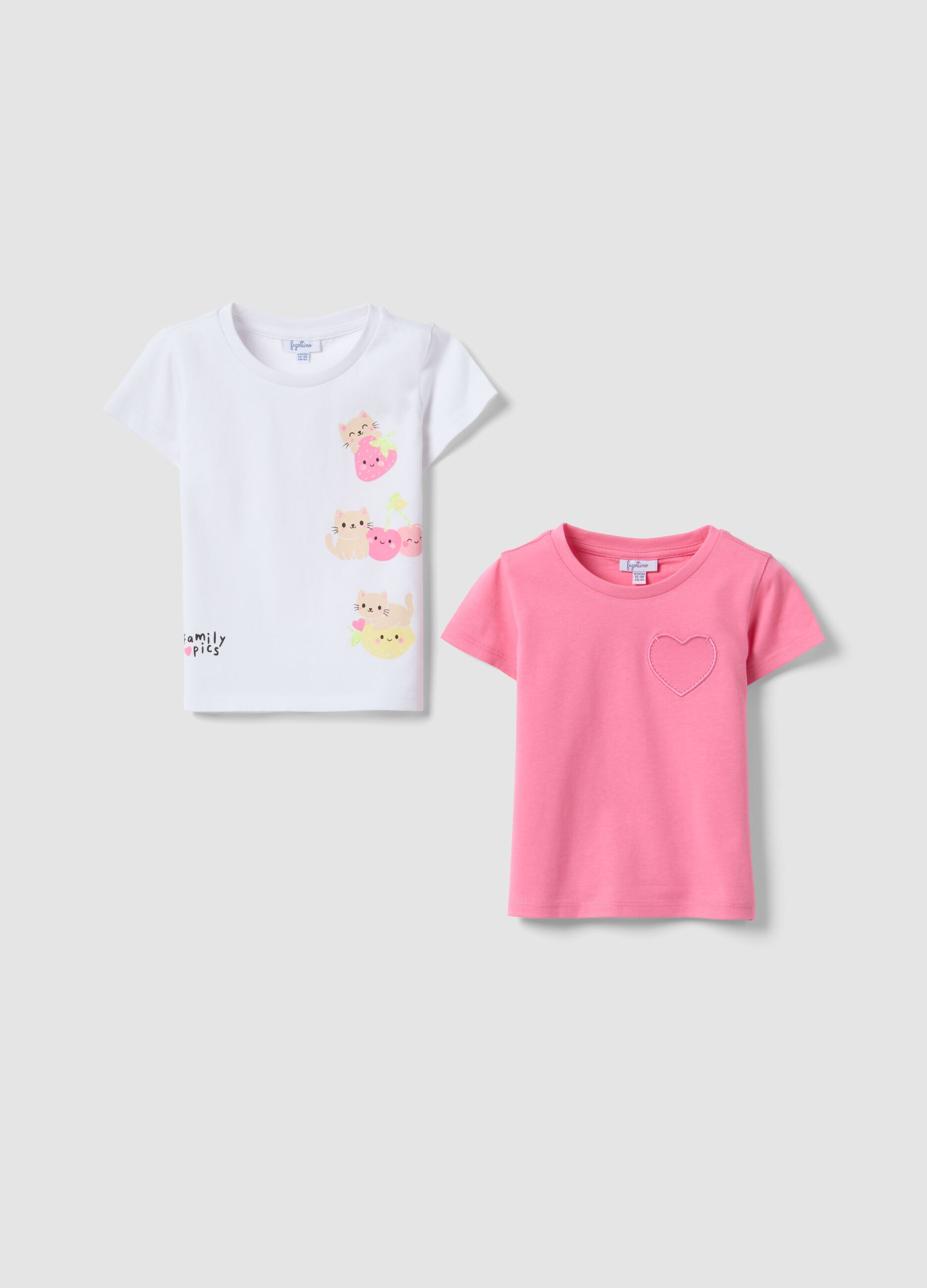Mehrfarbiges 2er-Pack T-Shirts aus reiner Baumwolle f&uuml;r Baby-M&auml;dchen