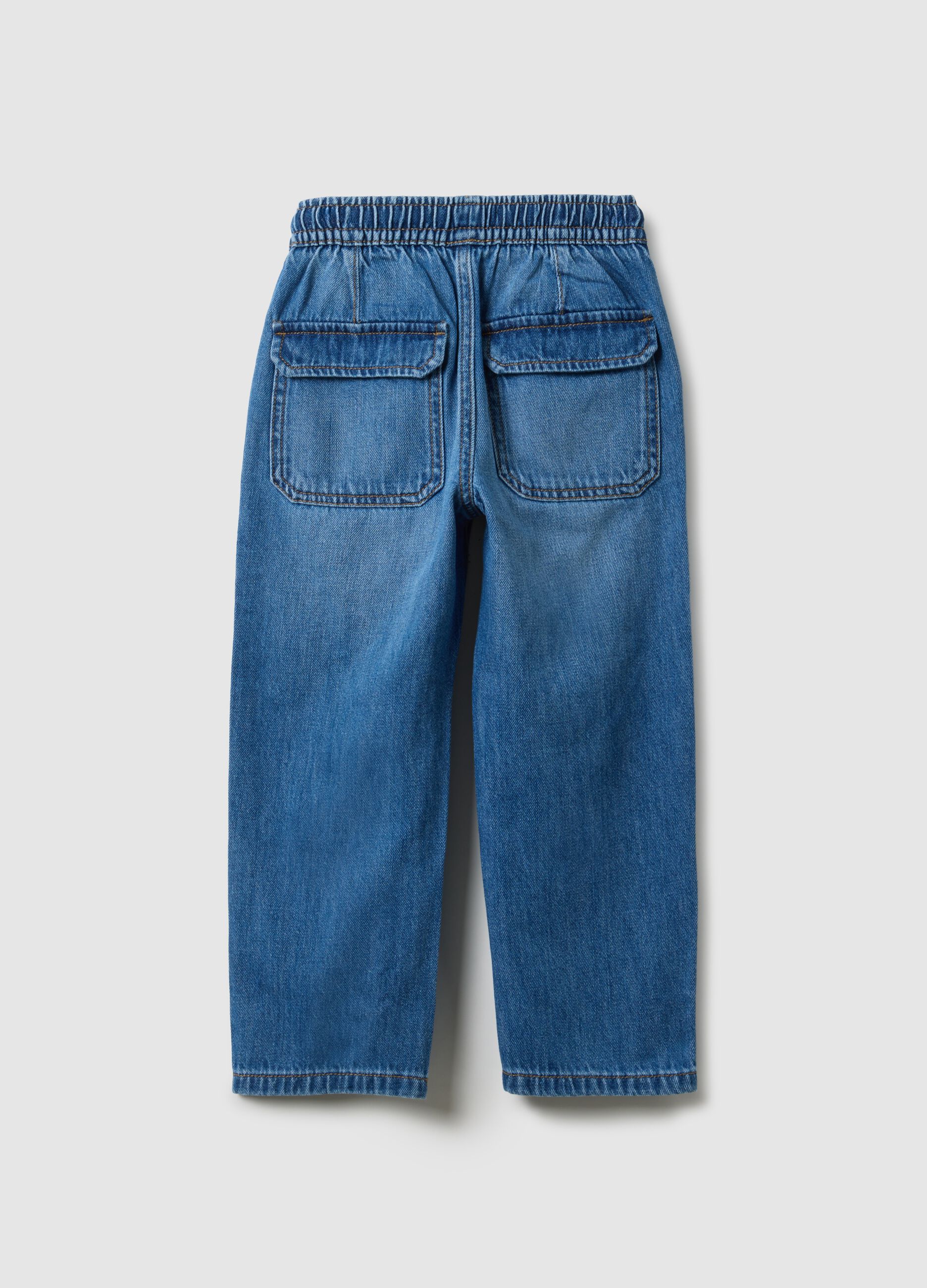Boys' blue denim cotton blend relaxed fit jeans