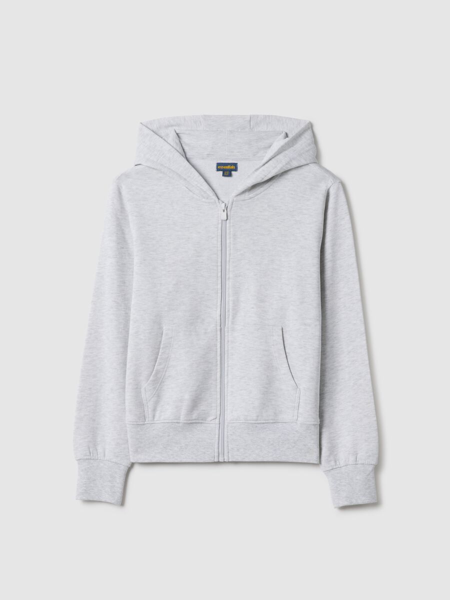 Grey pure cotton hoodie for girls, regular fit with zip_3