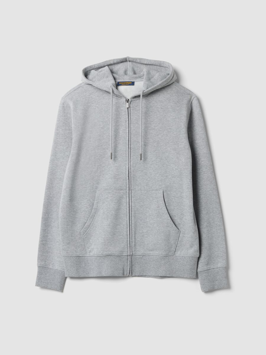 Grey cotton-blend hoodie with crew neck_0