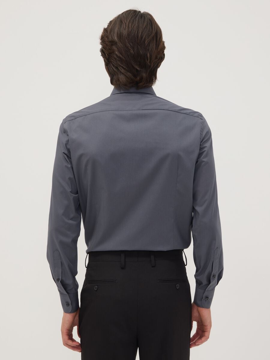 Camicia grigia slim fit con colletto classico easy iron_3