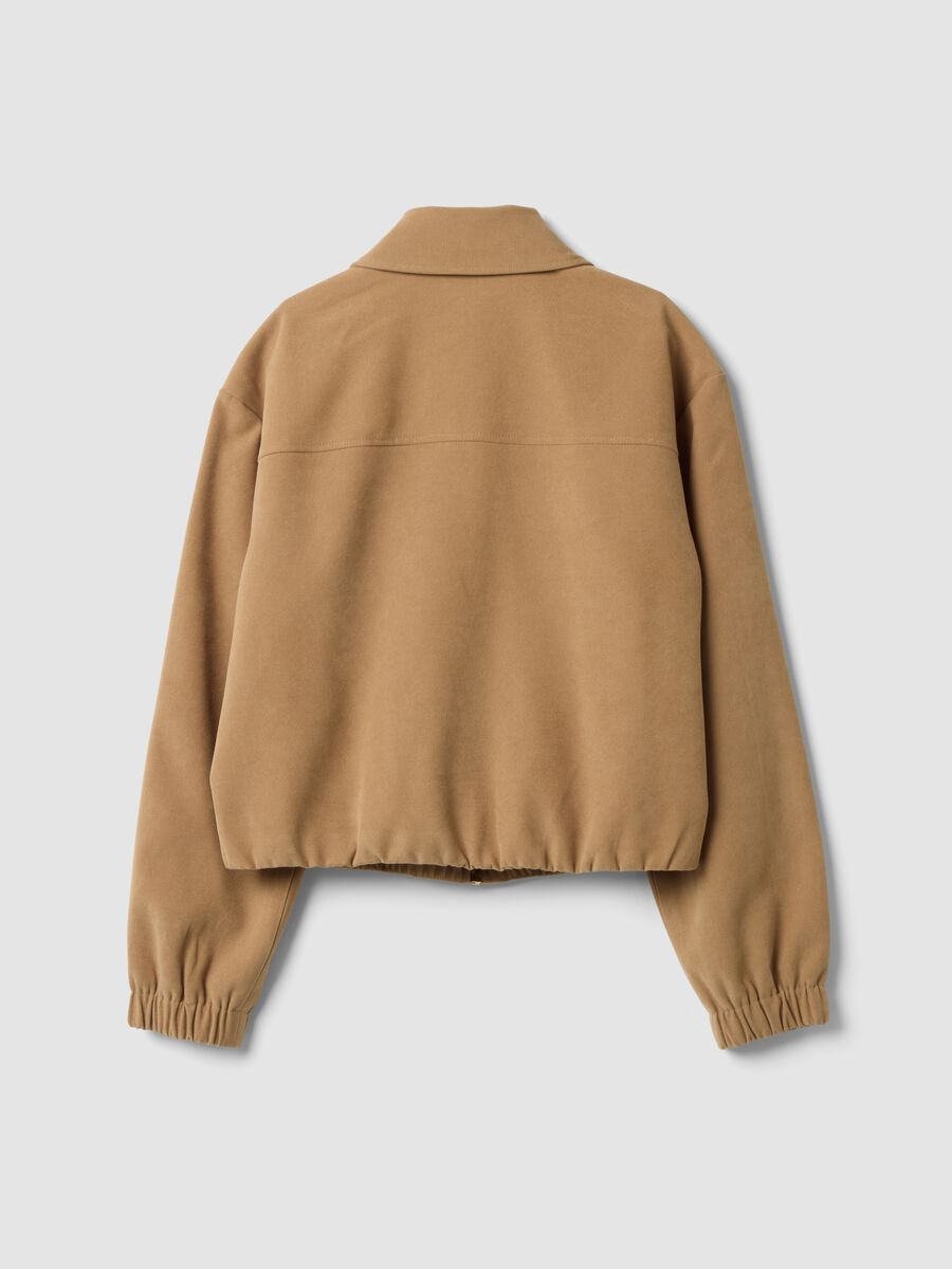 Beiger Blazer aus Stretchstoff im Over-Fit mit Reissverschluss_2