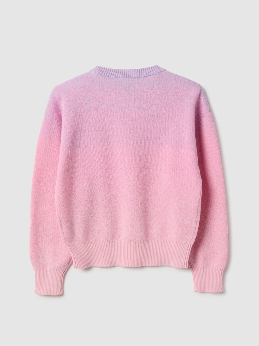 Rosa M&auml;dchenpullover aus reiner Baumwolle im Regular-Fit mit Farbverlauf_1