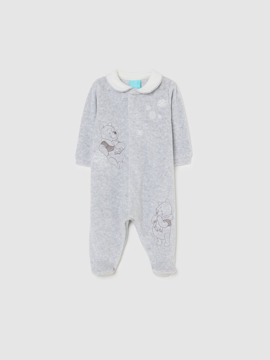 Grey cotton blend baby romper with Winnie the Pooh prints_0