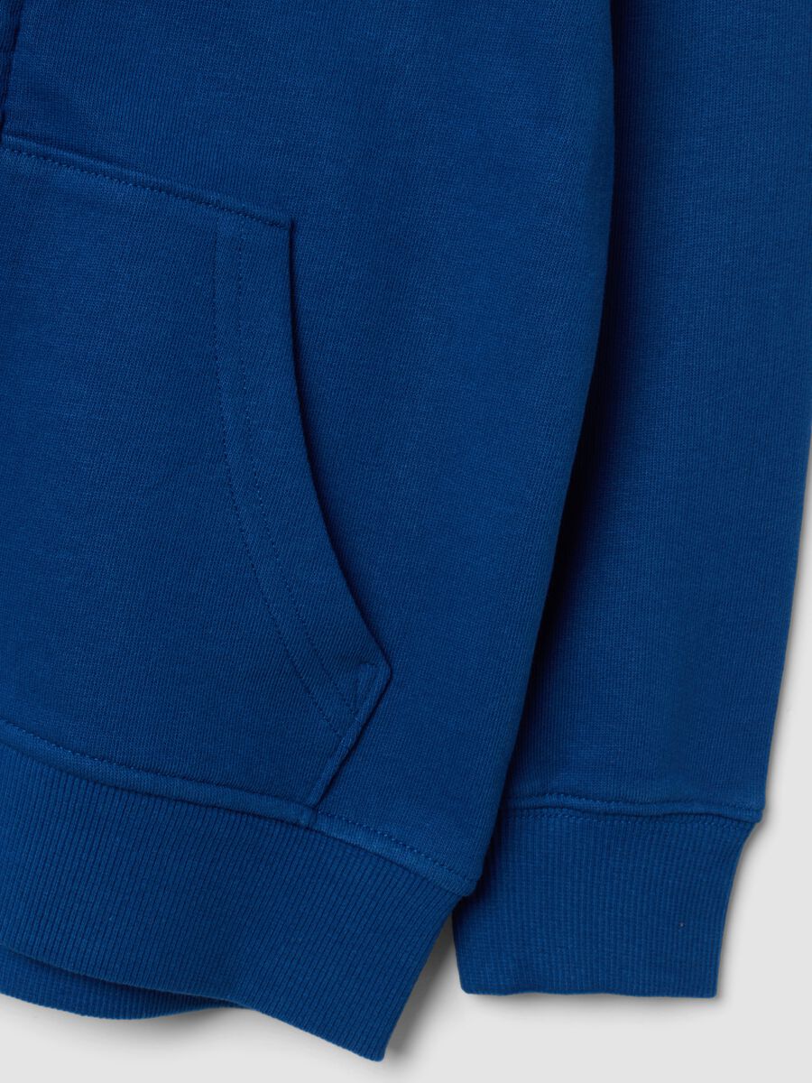 Blue hooded sweatshirt in pure organic cotton for boys, regular fit_3