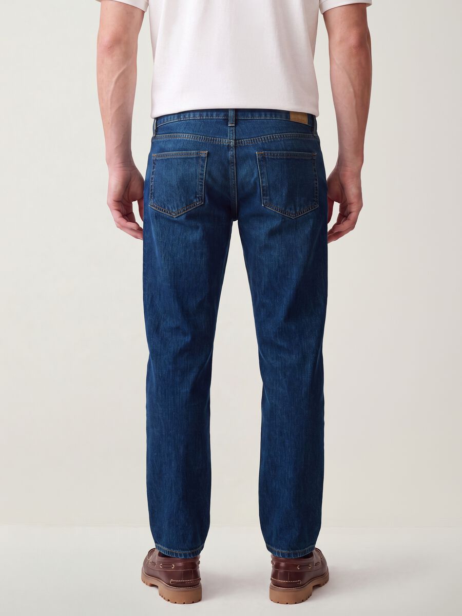 Regular tapered pure cotton denim jeans_2