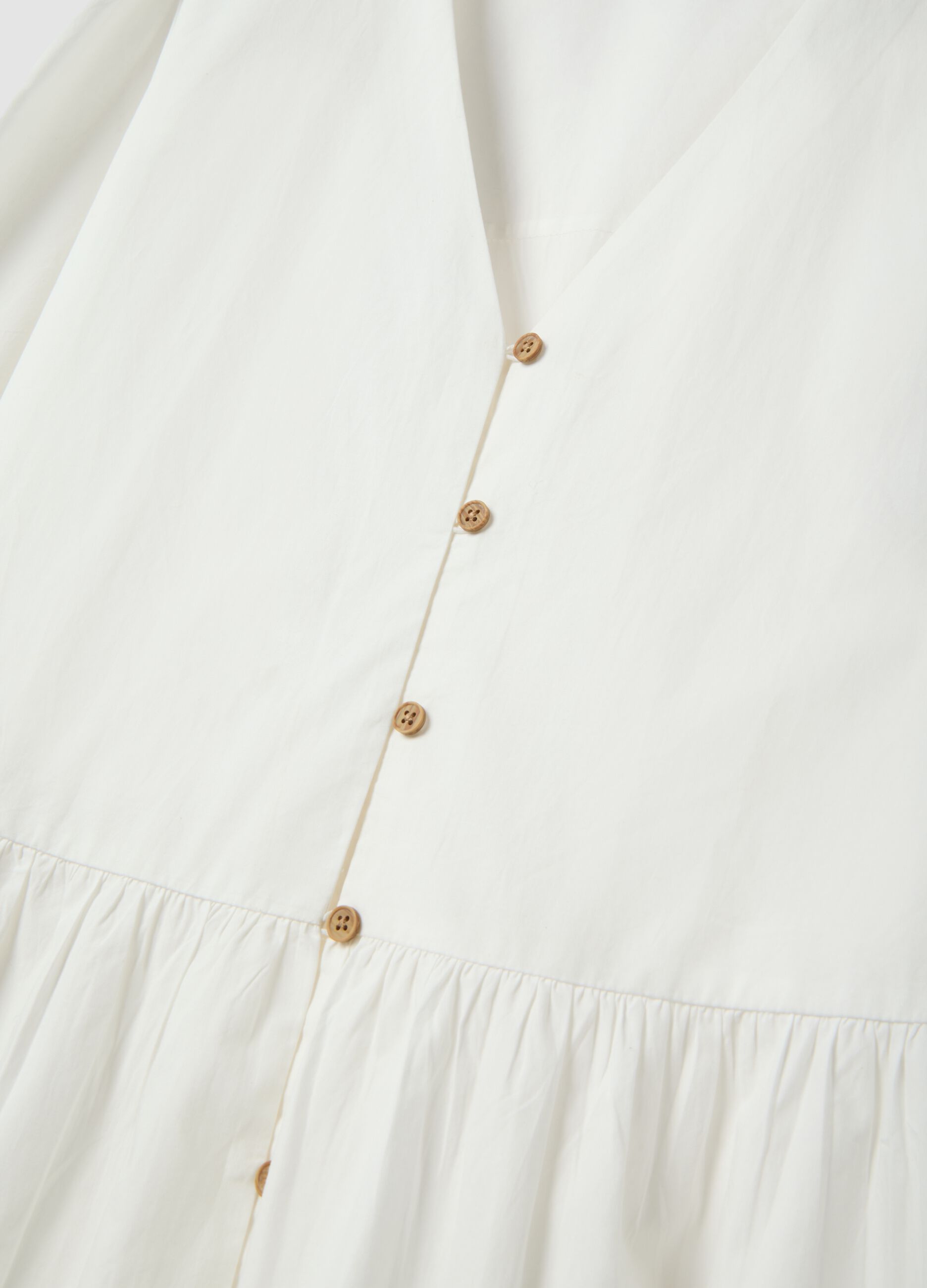 White pure cotton dress regular fit deep V