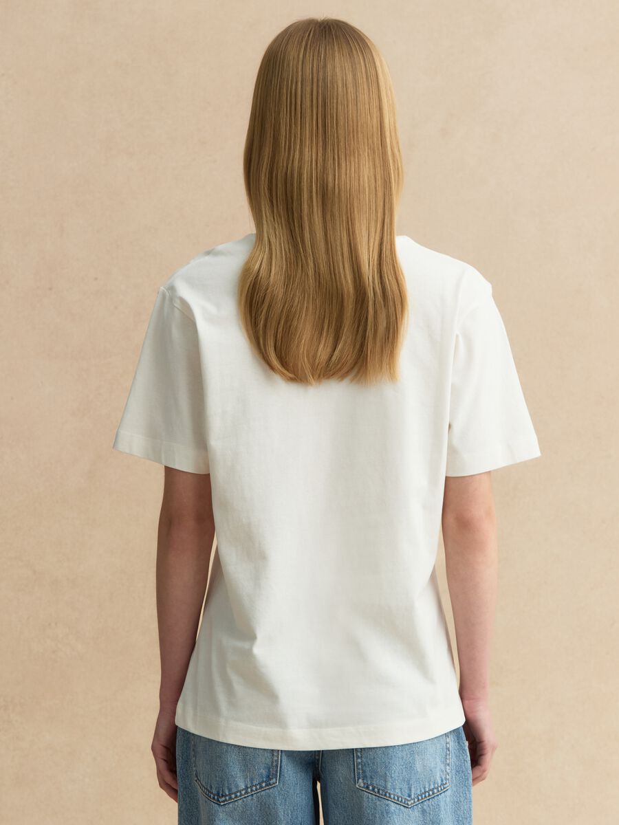 White pure cotton regular fit T-shirt with Monet print_2