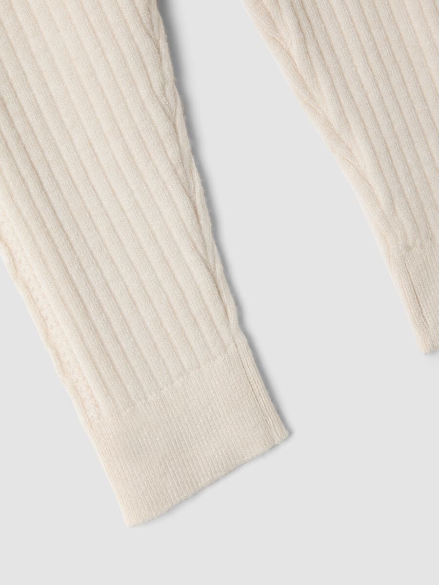 Leggings beige in misto viscosa a costine_2