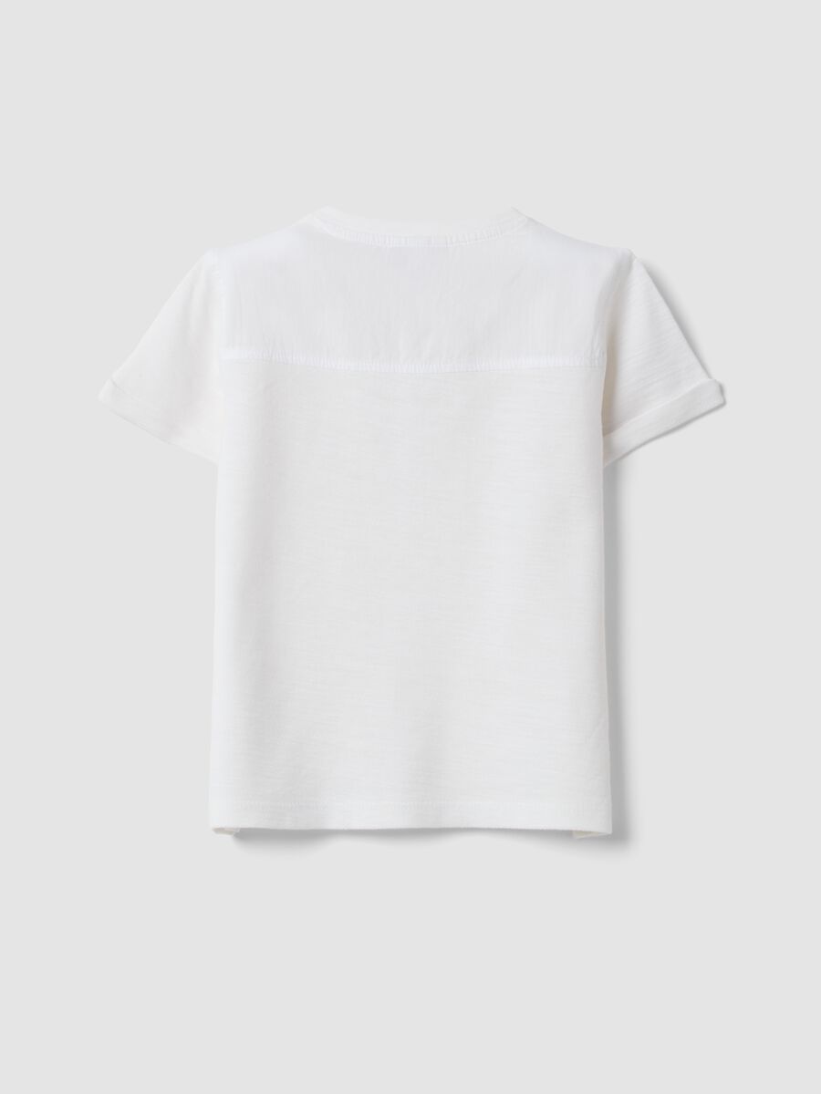 White pure cotton boys' t-shirt with regular fit and pocket_1