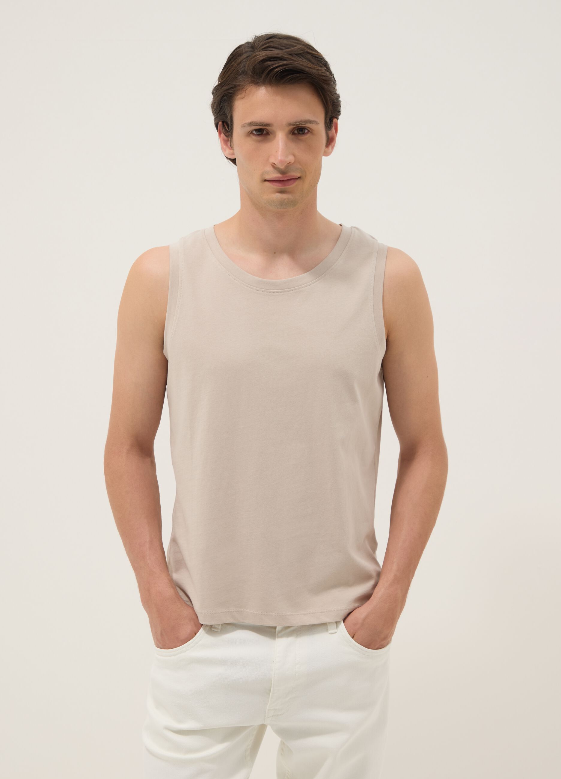 Beige pure cotton vest