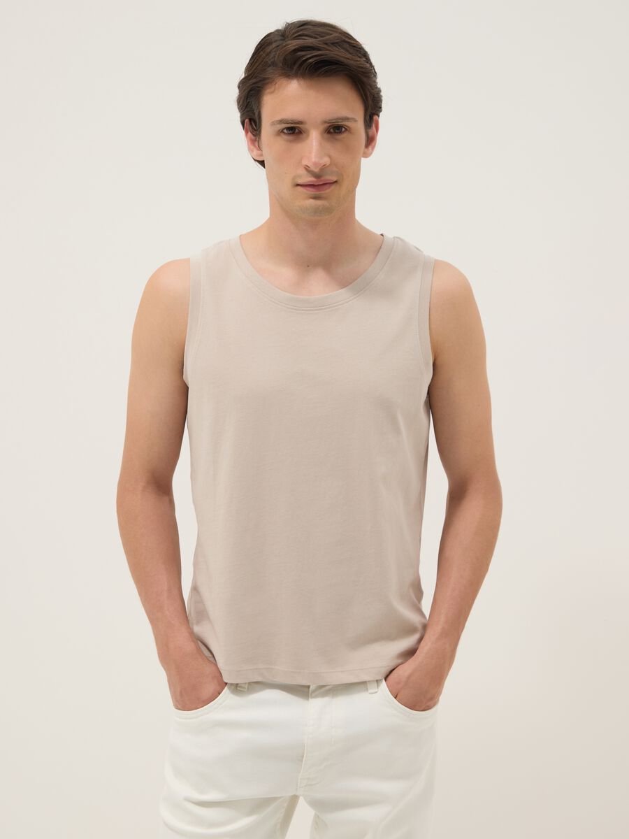 Beige pure cotton vest_1