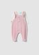 Conjunto rosa e branco em mistura de algod&atilde;o org&acirc;nico com bordado da Minnie para beb&eacute; menina_0