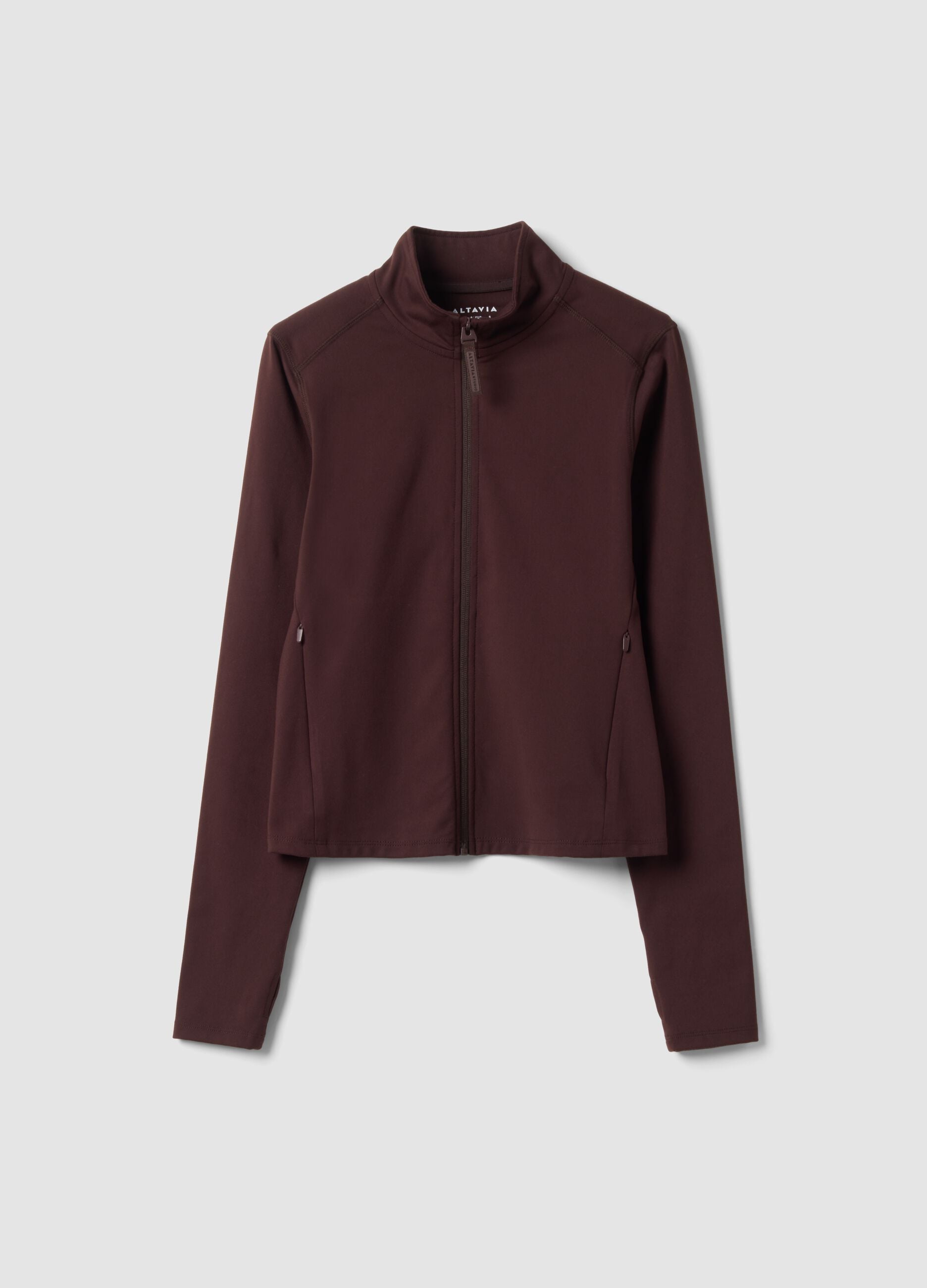 Brown fitted full-zip jacket in stretch fabric ALTAVIA STUDIO