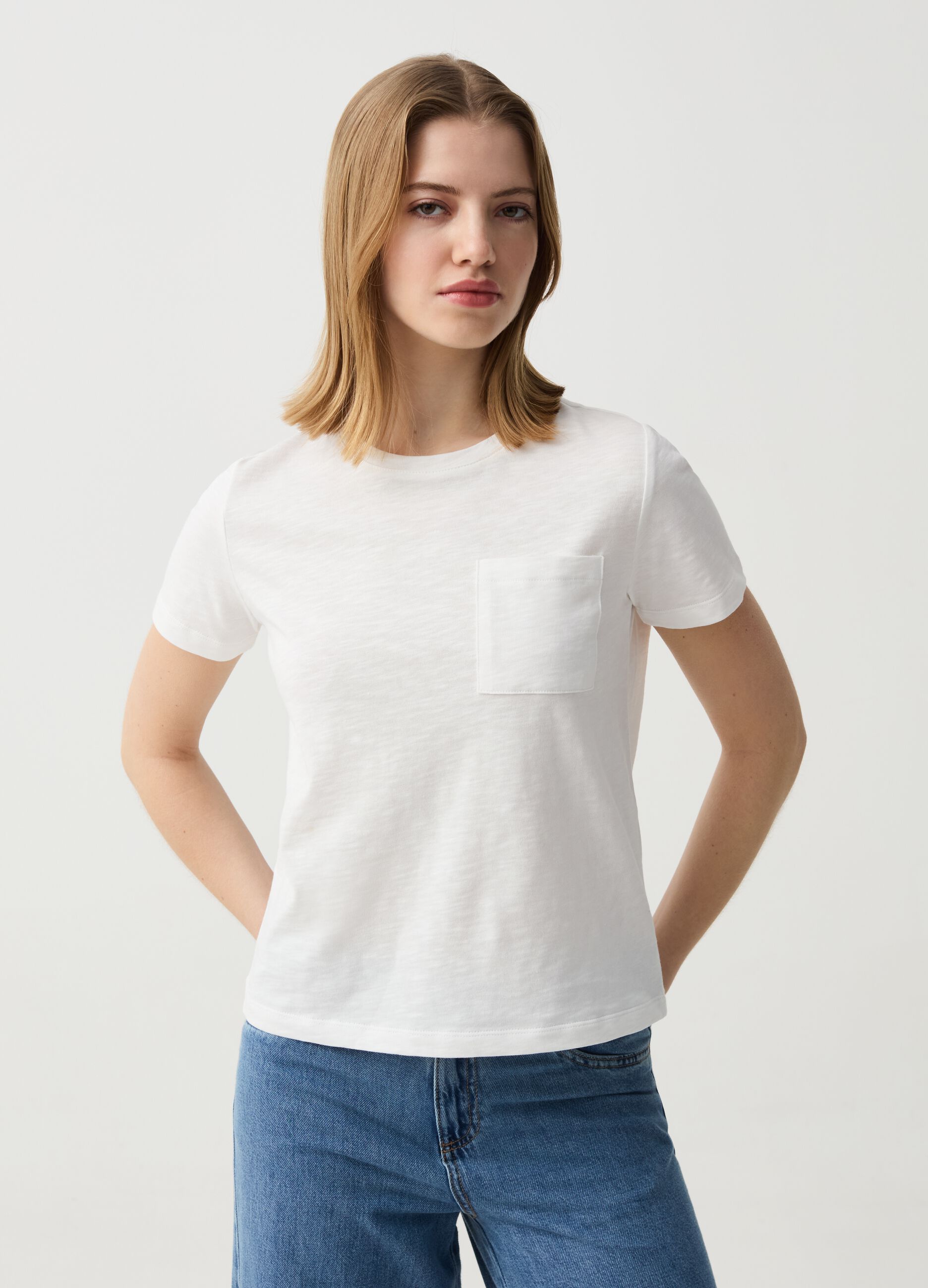 Camiseta Essential de algodón jaspeado con bolsillo