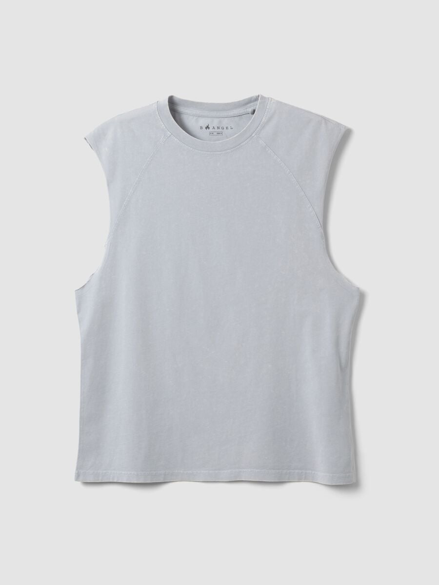 Light blue pure cotton regular-fit tank top_4