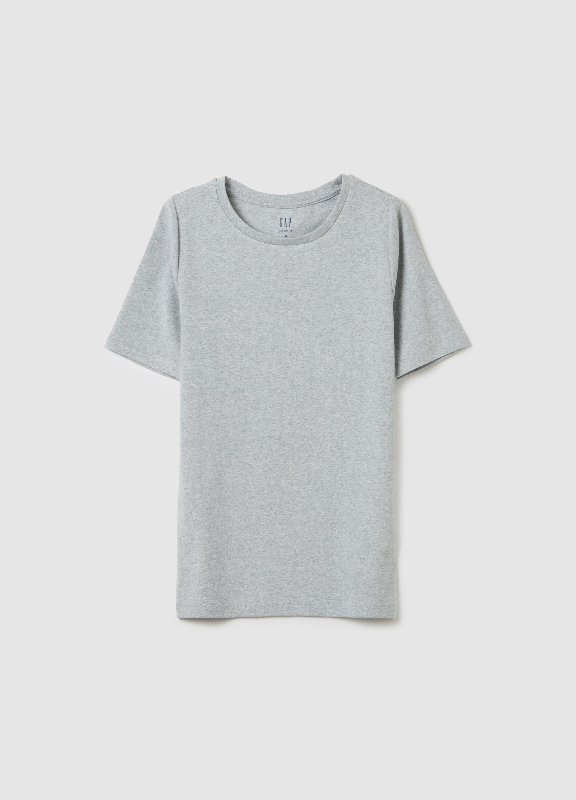 Round-neck T-shirt in cotton and modal m&eacute;lange