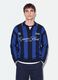 Camisola azul e preta em algod&atilde;o puro com gola polo, corte oversized_0