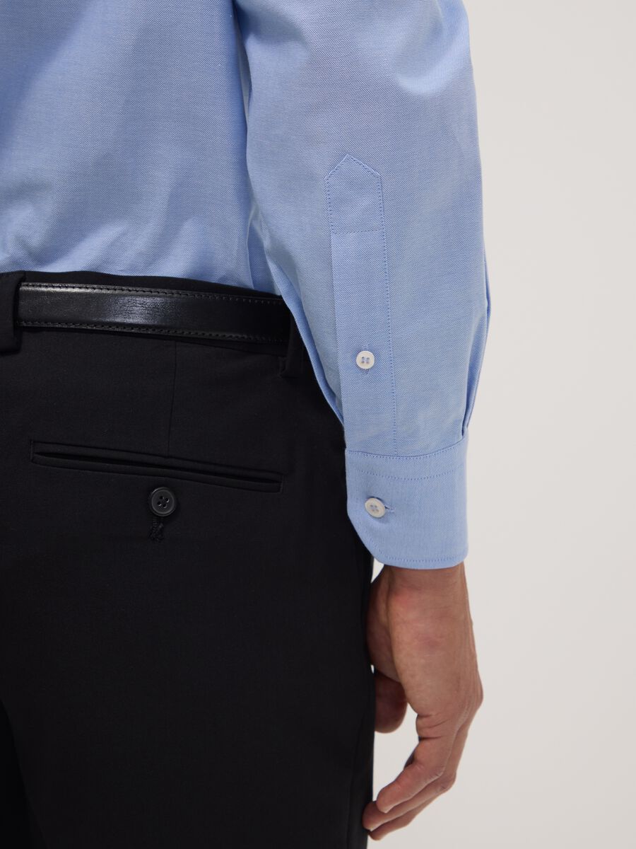 Light blue pure cotton Oxford shirt with French collar, slim fit_2