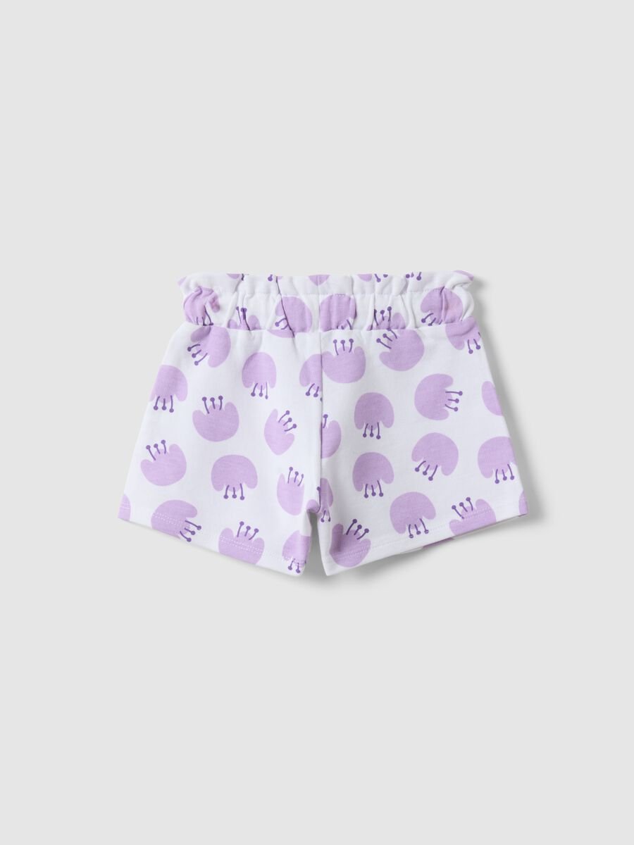 Girls' regular fit white pure cotton shorts with prints_1
