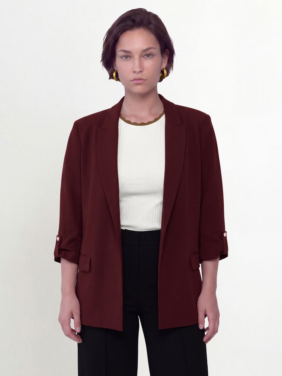Red lined regular-fit blazer with classic lapels_1