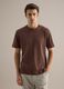 Brown regular fit linen-cotton blend t-shirt_0