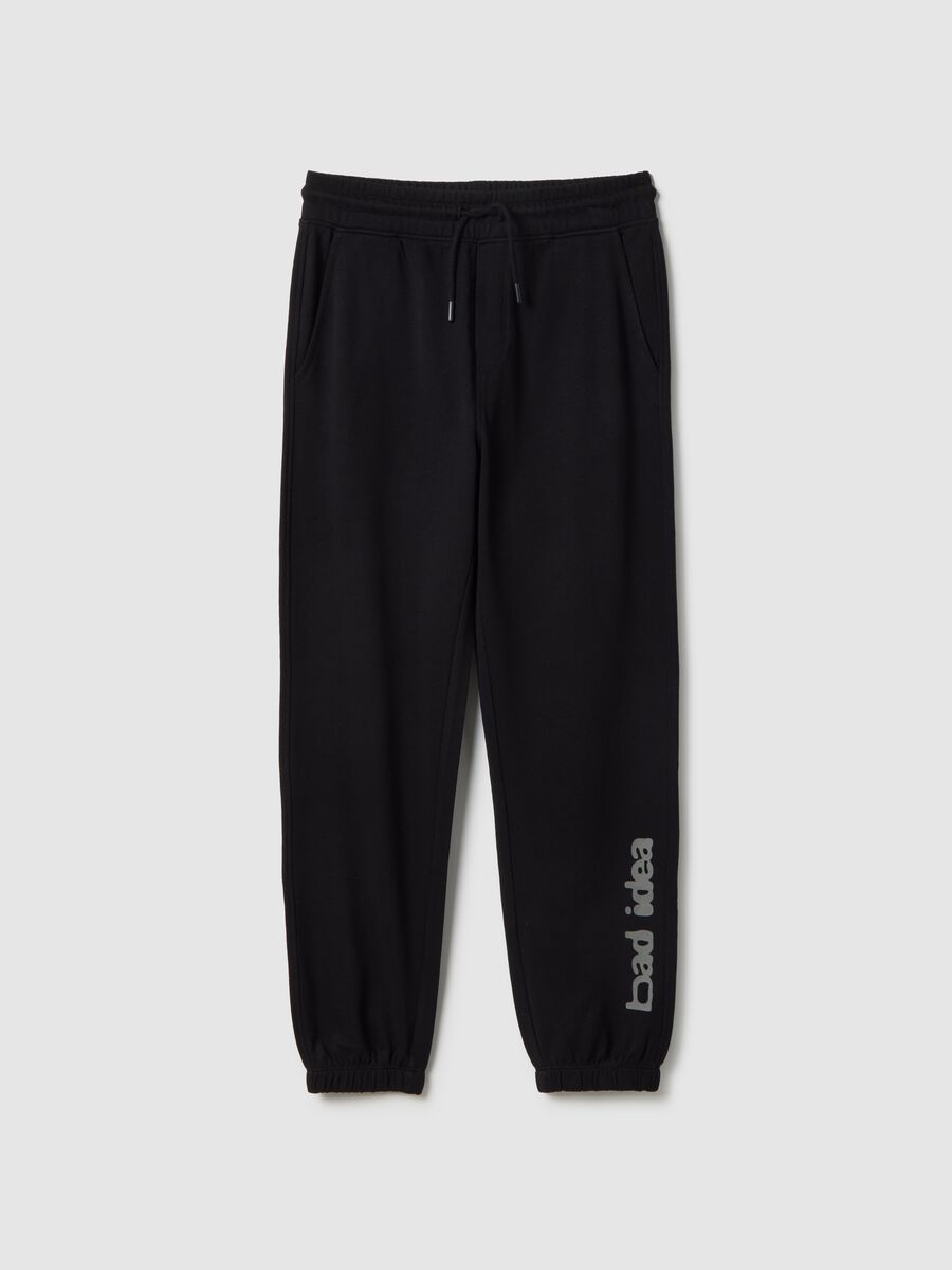 Boys' regular fit pure cotton black jogger trousers_3