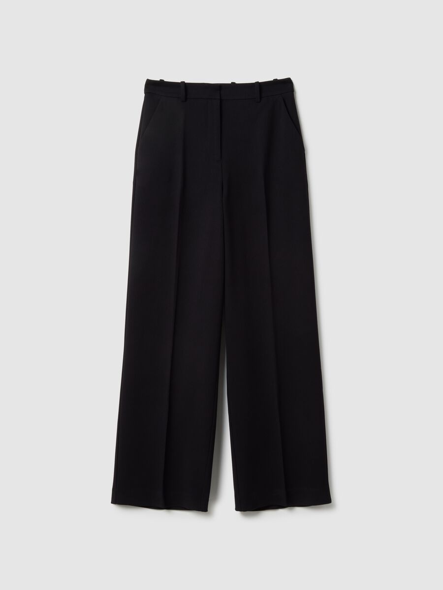 Black viscose blend flare trousers_4