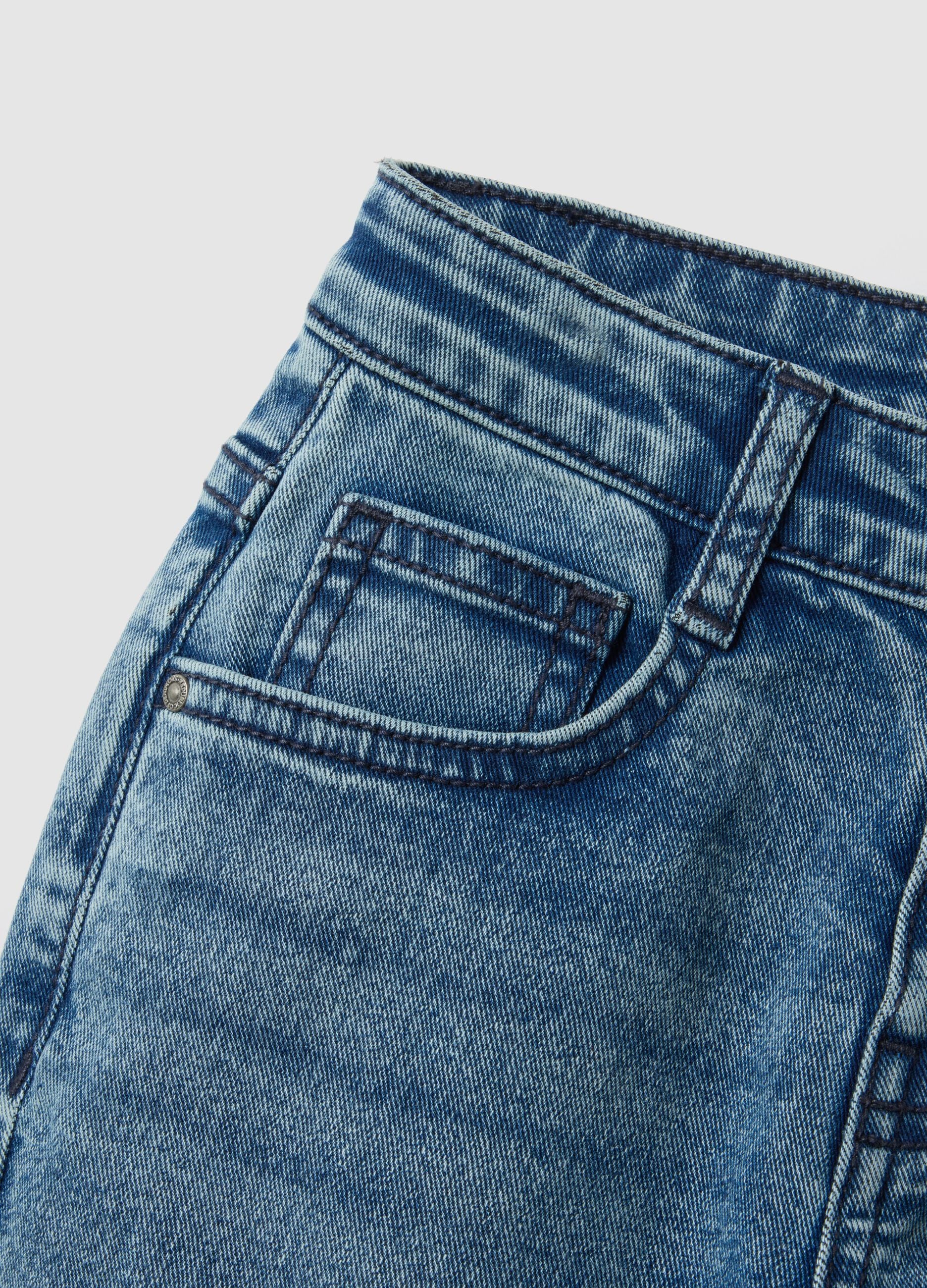 Slim fit stretch denim blue jeans for boys