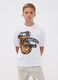 White pure cotton oversized T-shirt with basketball graphic print for boys_1