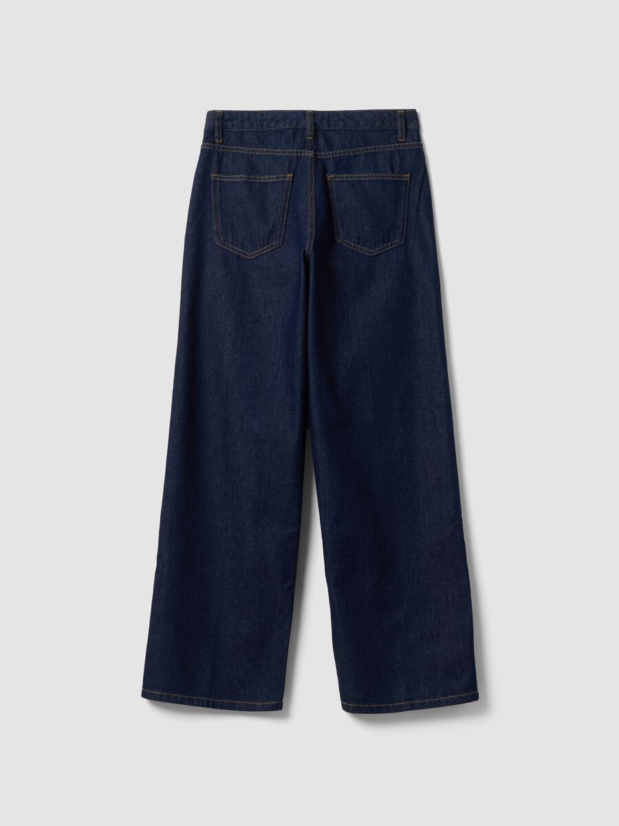 Blue denim straight-fit jeans in pure cotton_6