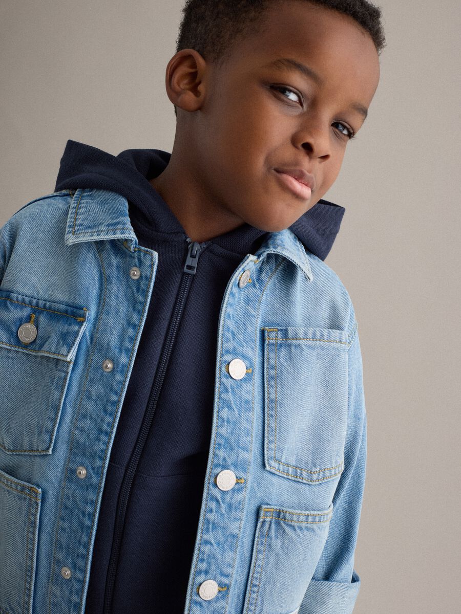 Child's regular fit blue denim pure cotton jacket_0