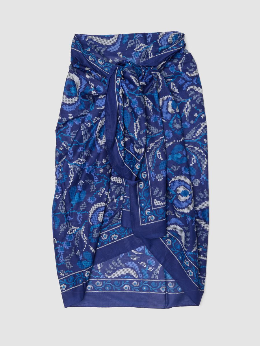 Blue pure cotton printed pareo_0