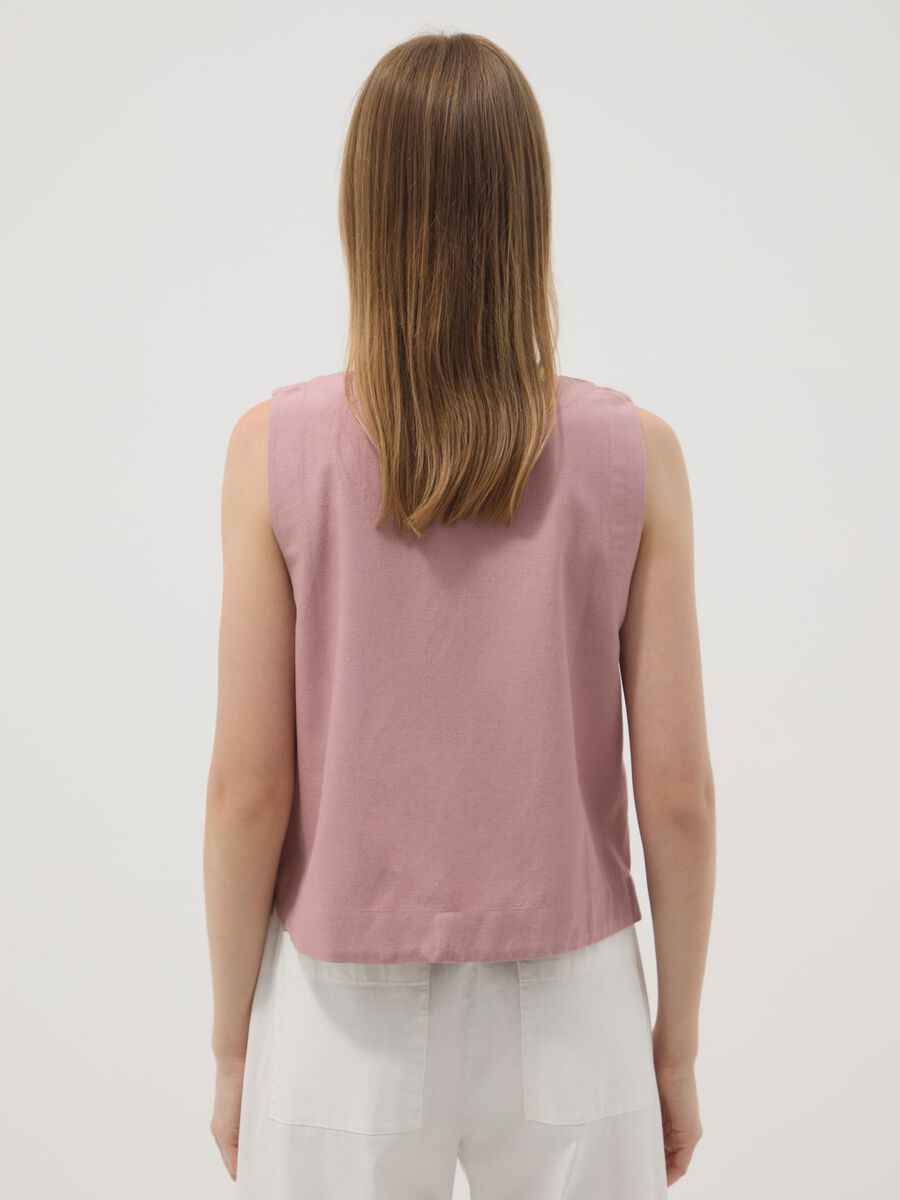 Rosa Top aus Viskose-, Baumwoll- und Leinenmix, Regular Fit_3